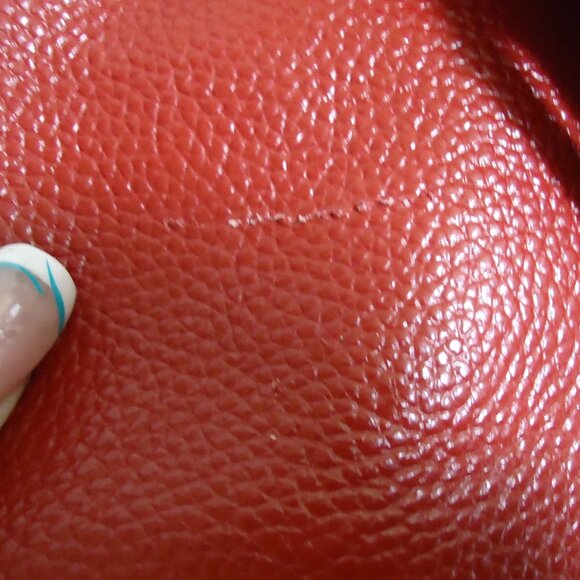 LN Damero Red Leather 2 Way Carry Drawstring Bucket Bag 2 Tassels As Is - Picture 8 of 12